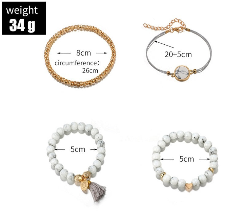 Lot de Bracelets Bohèmes Pierre de Pin et Pompon
