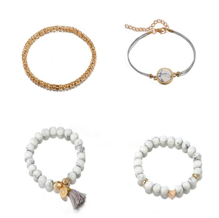 Lot de Bracelets Bohèmes Pierre de Pin et Pompon