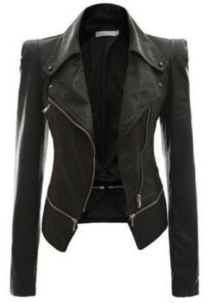 Blouson Biker en Cuir à Double Zip
