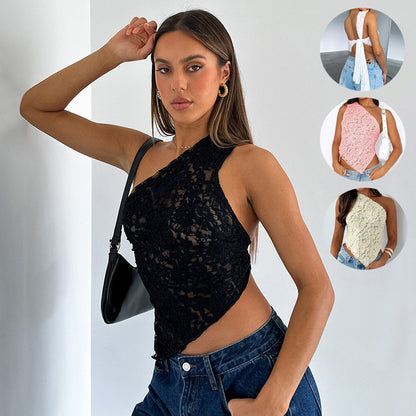 Top Asymétrique en Dentelle