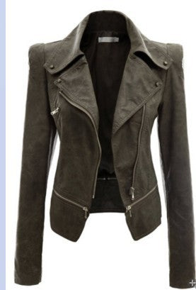 Blouson Biker en Cuir à Double Zip