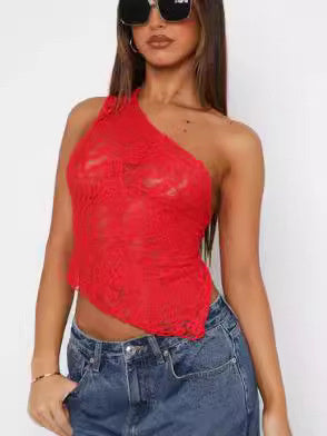 Top Asymétrique en Dentelle