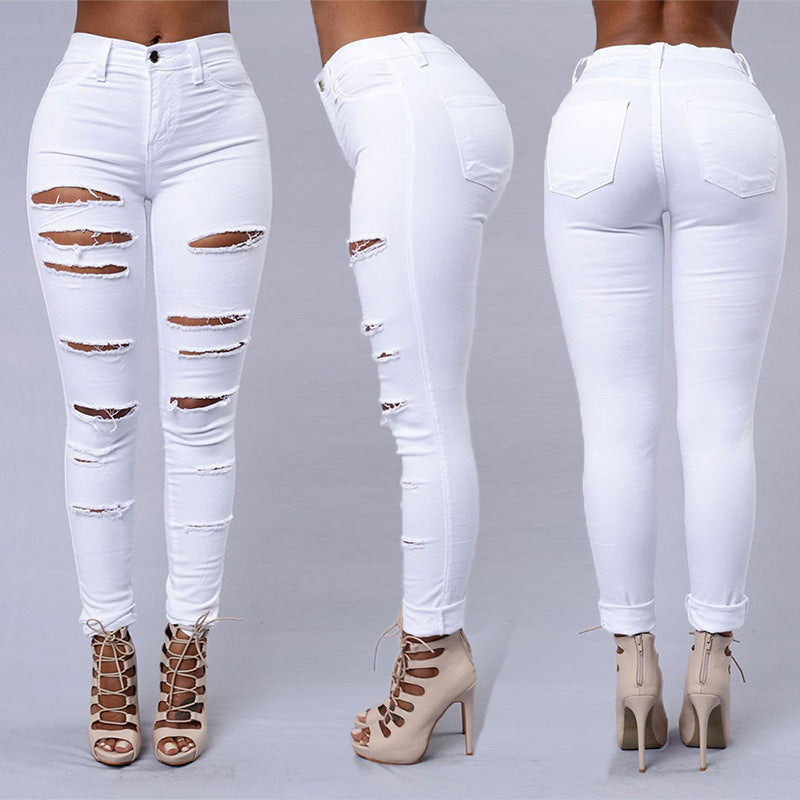 Jean Déchiré Skinny Taille Haute