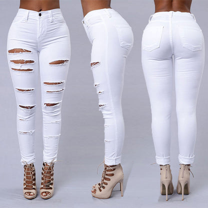 Jean Déchiré Skinny Taille Haute