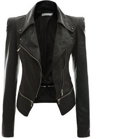 Blouson Biker en Cuir à Double Zip