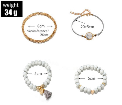 Lot de Bracelets Bohèmes Pierre de Pin et Pompon