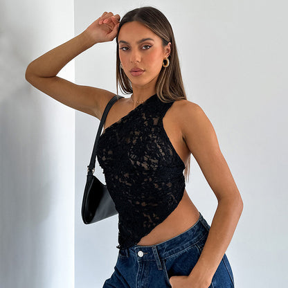 Top Asymétrique en Dentelle