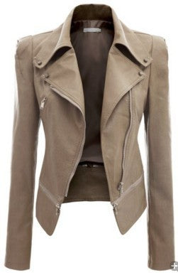 Blouson Biker en Cuir à Double Zip