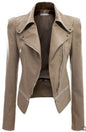 Blouson Biker en Cuir à Double Zip