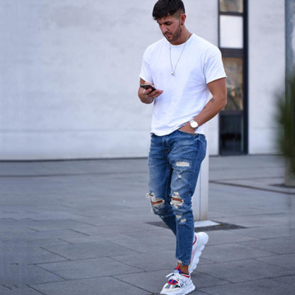 Hole men's jeans 