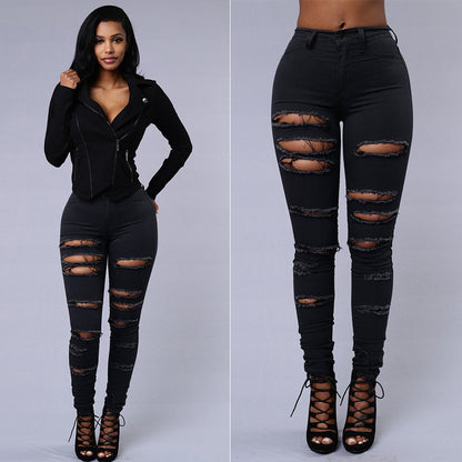 Jean Déchiré Skinny Taille Haute