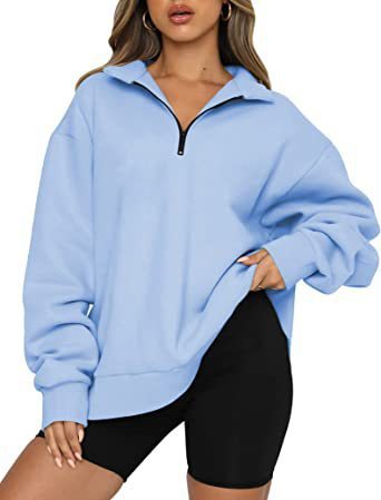 Sweatshirt Loose Femme à Col Zippé