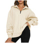 Sweatshirt Loose Femme à Col Zippé