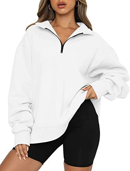 Sweatshirt Loose Femme à Col Zippé