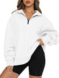 Sweatshirt Loose Femme à Col Zippé