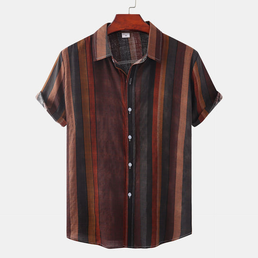 Summer Men's Clothing Printing Casual Retro Shirt Men
