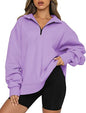 Sweatshirt Loose Femme à Col Zippé