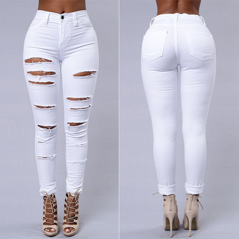 Jean Déchiré Skinny Taille Haute